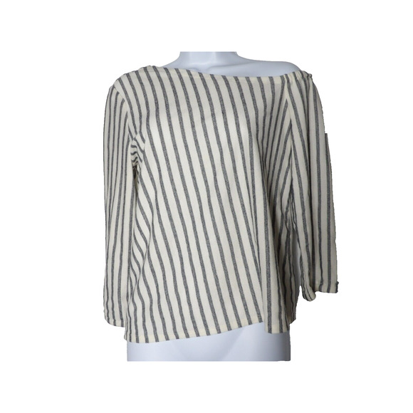 Banana Republic Tops - Banana Republic XS Asymmetrical Off the Shoulder Top Shirt Blouse White Striped